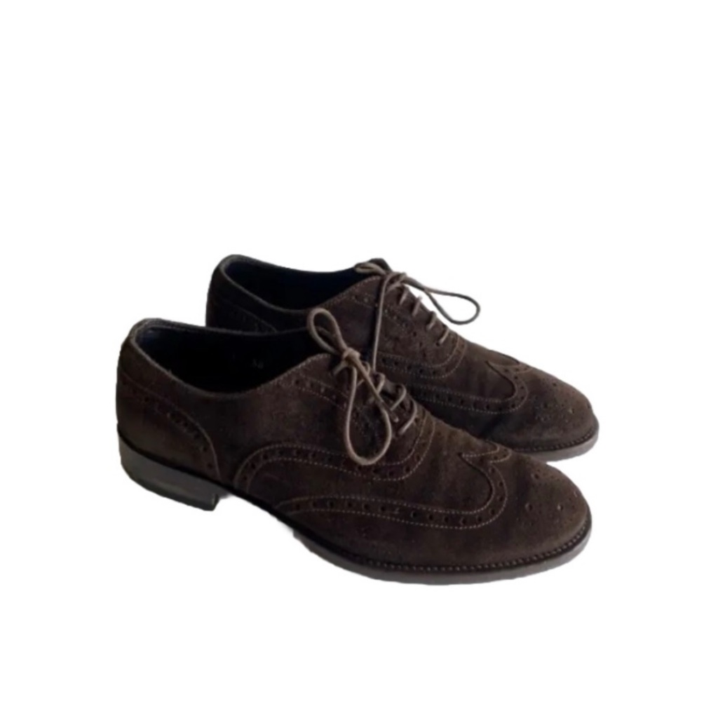Maxmara Chocolate Brown Suede Genuine Leather Oxfords Size Eur 38, Us 7.5
